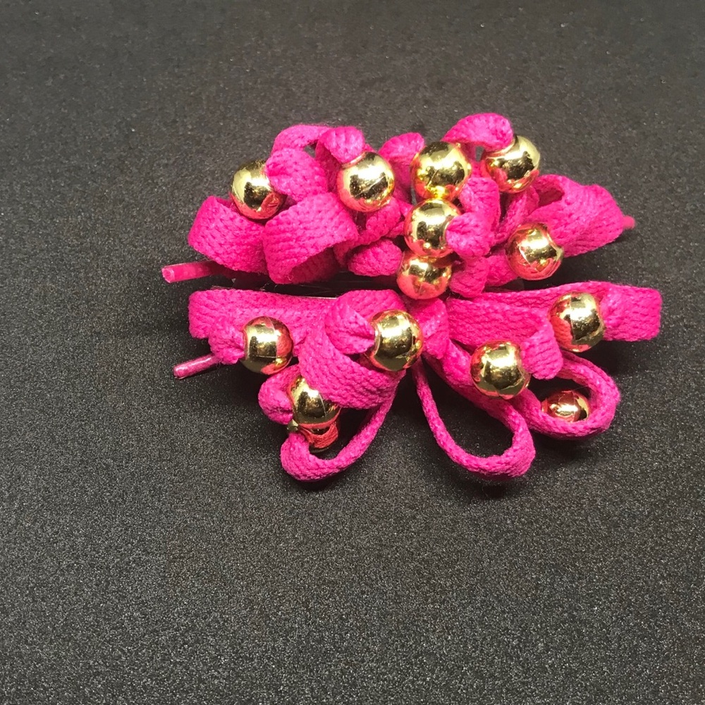 Vintage Pink ShoeString ShoeLace Bow Clip